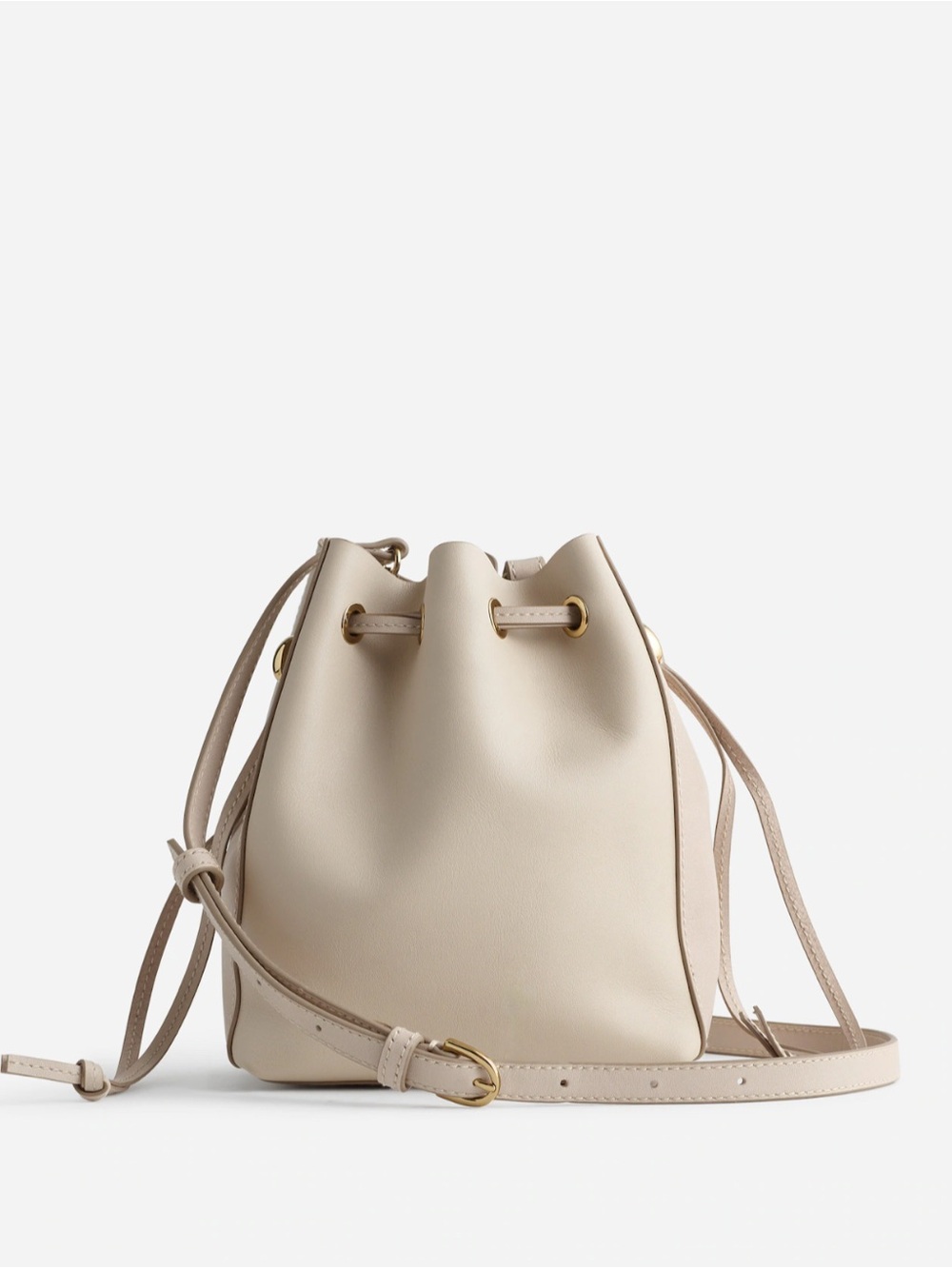 Madewell Cream Drawstring Bucket Crossbody Bag